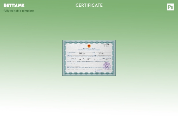 Шаблон за PSD шаблон за потврда за брак во Виетнам во модерен стил